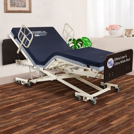 MEDACURE Ultra Low and High Hospital Bed, Fully Electric with ProEx 48 Mattress  Expandable Width MC-ULB48X730MH1KA